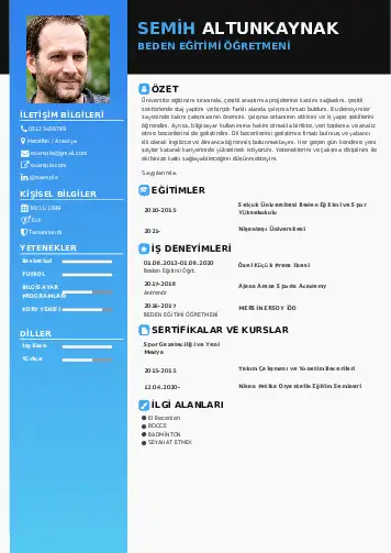 Beden Eğitimi Öğretmeni CV Örnekleri cv indir